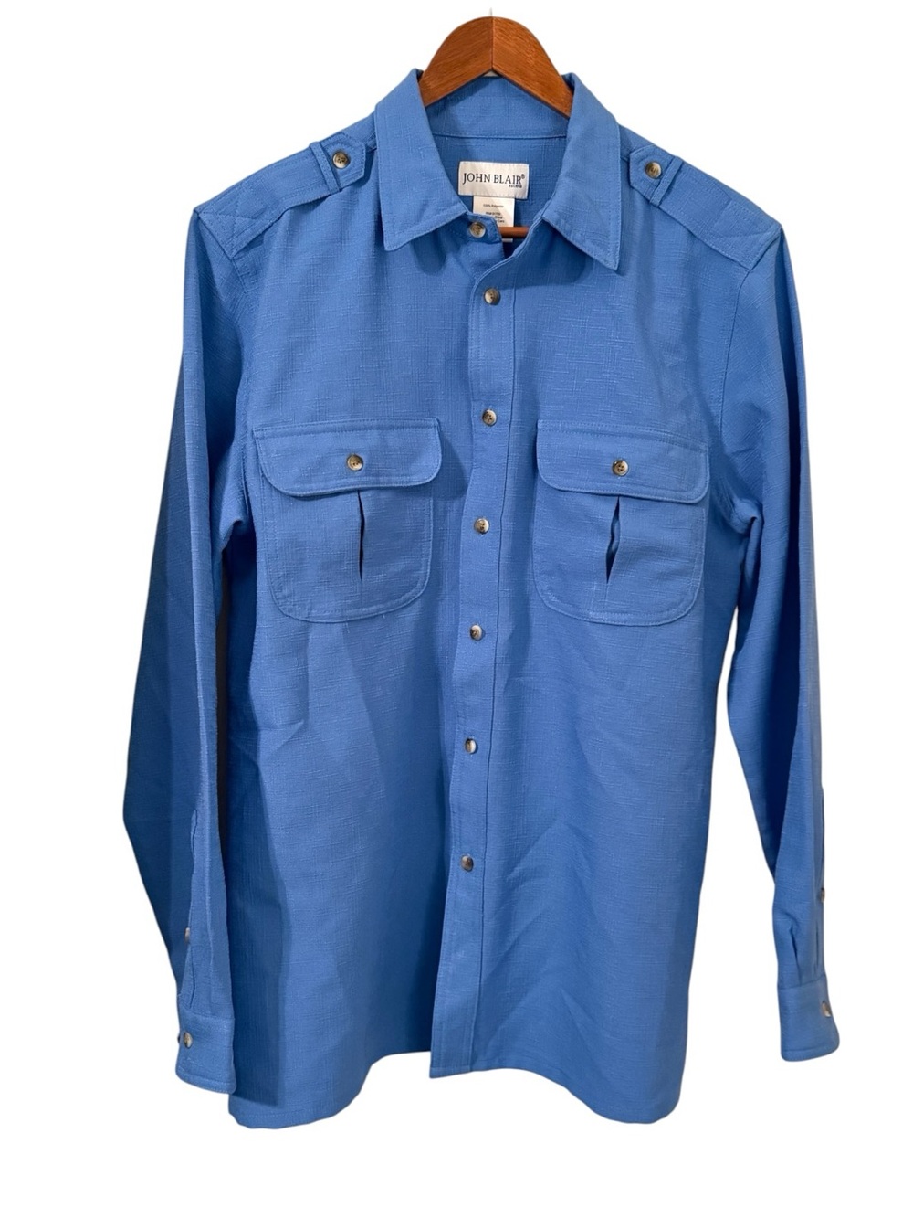 Vintage John Blair Blue Utility Button Up Shirt Medium Workwear